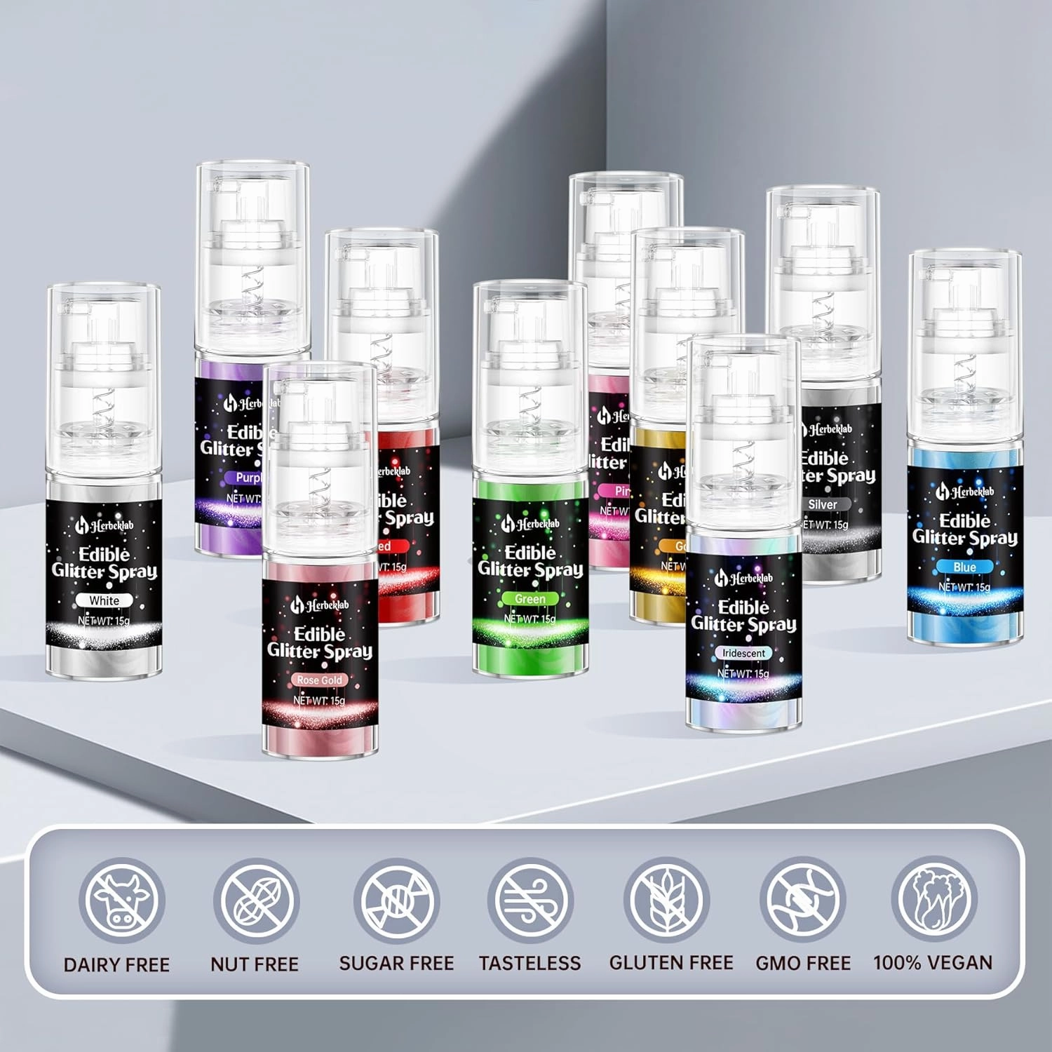 Iridescent Edible Glitter Spray - 15g Edible Iridescent Glitter for Cakes Food Grade Rainbow Cake Sprinkles for Chocolate Strawberry Cookie