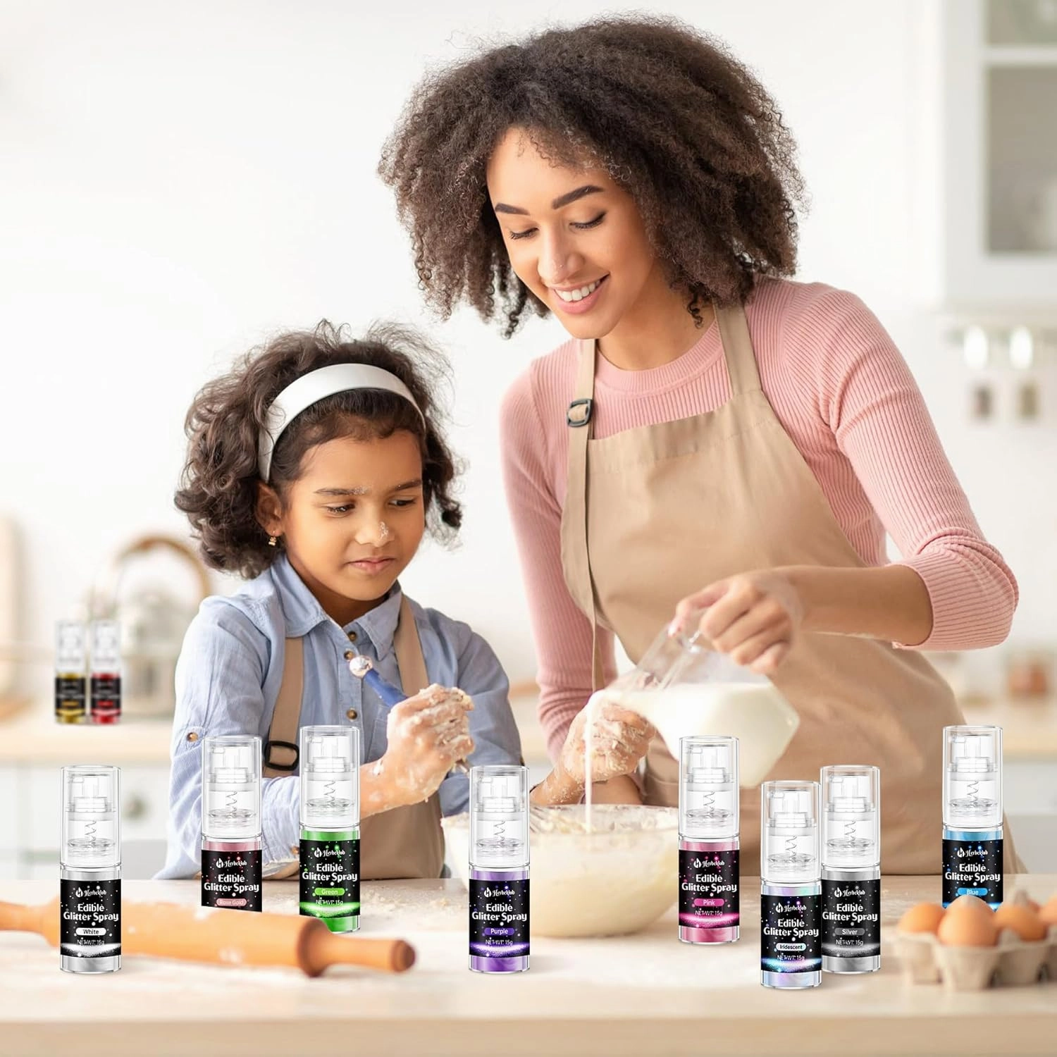 Iridescent Edible Glitter Spray - 15g Edible Iridescent Glitter for Cakes Food Grade Rainbow Cake Sprinkles for Chocolate Strawberry Cookie