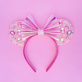 Iridescent Sparkle Mickey Ears, Pink Mouse Ears With Rhinestones
