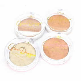 Italia Deluxe 4 Set of Glow Digger Butter Highlighter Soft Creamy Face & Body IT134 / Zipper Bag, Beige