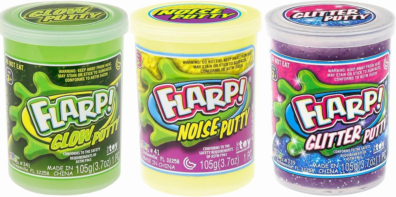 JA-RU Flarp Noise Putty 3 Set Tray Variety Pack (1 Pack) Glow in The Dark Putty, Glitter Putty & Original Noise Putty Slime, All Scented. Fidget Toy Stress Toy Party Favor Toys for Kids. 338-1p