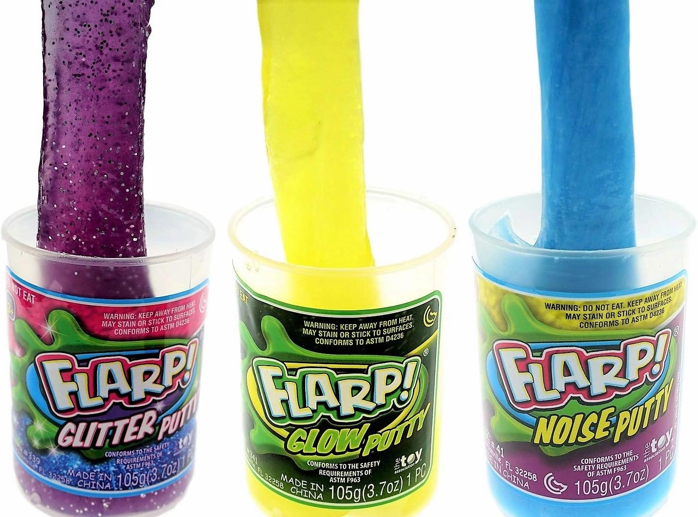 JA-RU Flarp Noise Putty 3 Set Tray Variety Pack (1 Pack) Glow in The Dark Putty, Glitter Putty & Original Noise Putty Slime, All Scented. Fidget Toy Stress Toy Party Favor Toys for Kids. 338-1p