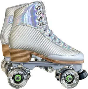 Jackson Ultima Vibe Tan Sole, Nylon Plate, Clear Glitter Lite Wheels/Silver/Vibe/Womens Size 7
