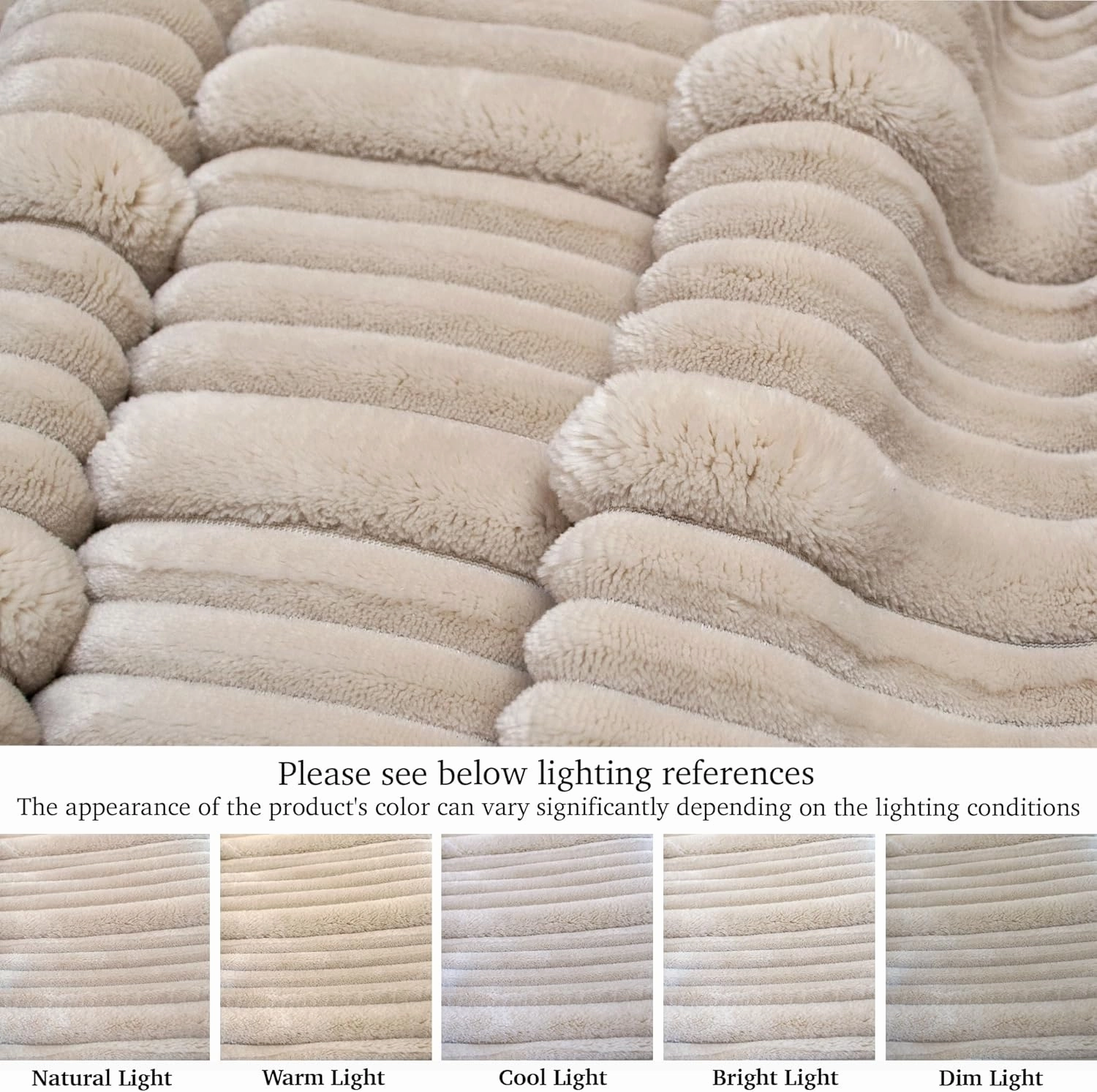 JASAV Sherpa Fleece Throw Blanket, Beige (50x60 Inches) - Soft, Plush, Cozy, Lightweight and Warm Blanket for Couch, Bed, Sofa, and Travel