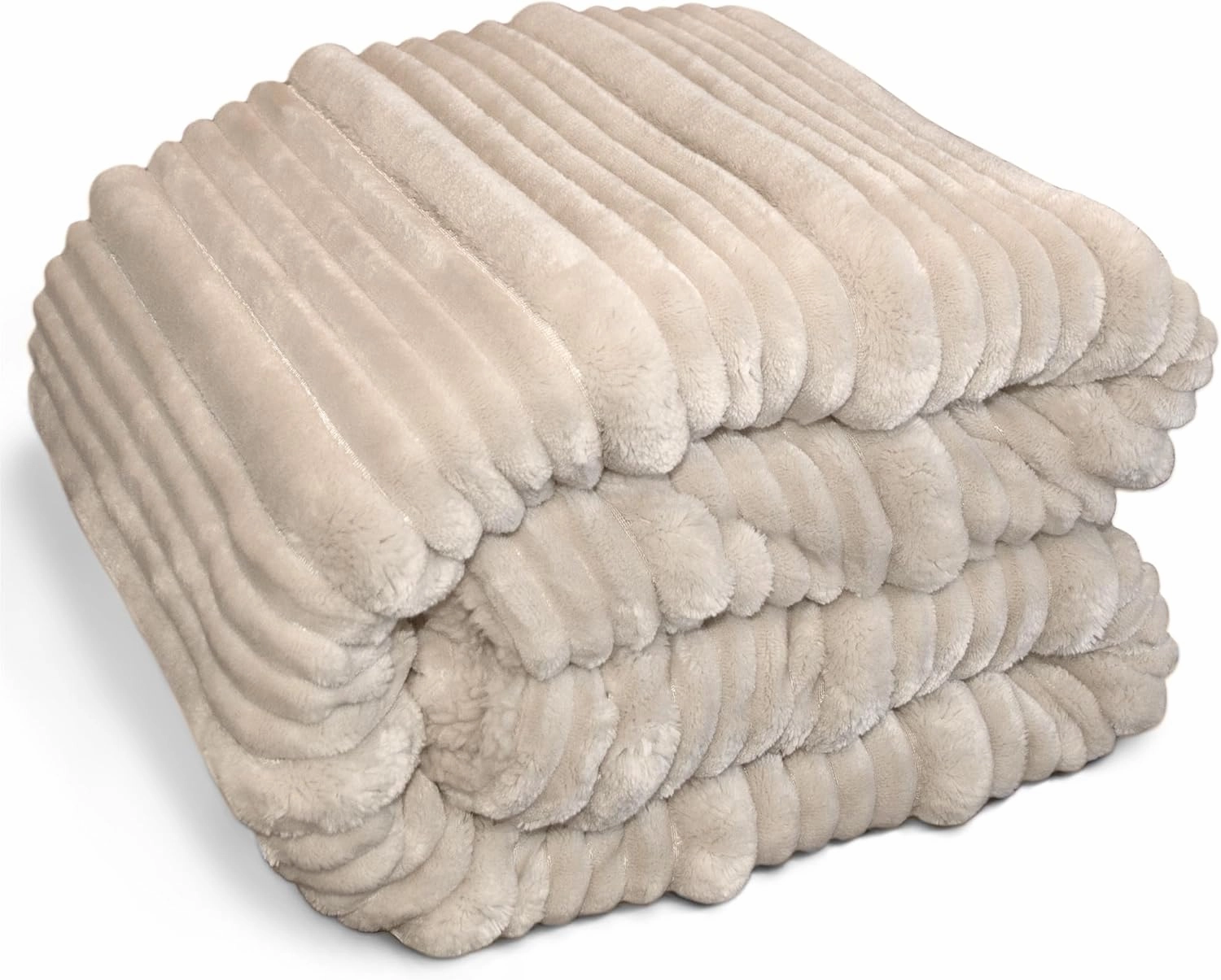 JASAV Sherpa Fleece Throw Blanket, Beige (50x60 Inches) - Soft, Plush, Cozy, Lightweight and Warm Blanket for Couch, Bed, Sofa, and Travel