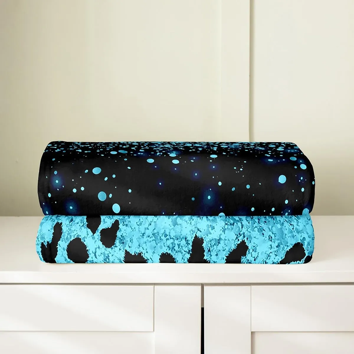 jejeloiu Leopard Glitter Print Plush Blanket Queen 90"x90" for Ombre Blue (Not Glitter) Flannel Fleece Throw Blanket Glitter Leopard Fuzzy Blanket Glam Glitter Art Prints All Season Bed Blanket Soft