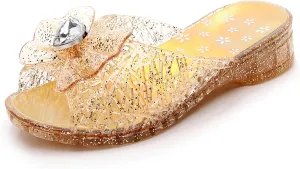 Jelly Sandals for Girls Dress Slide Princess Frozen Inspired Elsa Flats Dance Party Cosplay Snow Queen Birthday Clear Slippers Summer Little Girls, Toddler Slip On