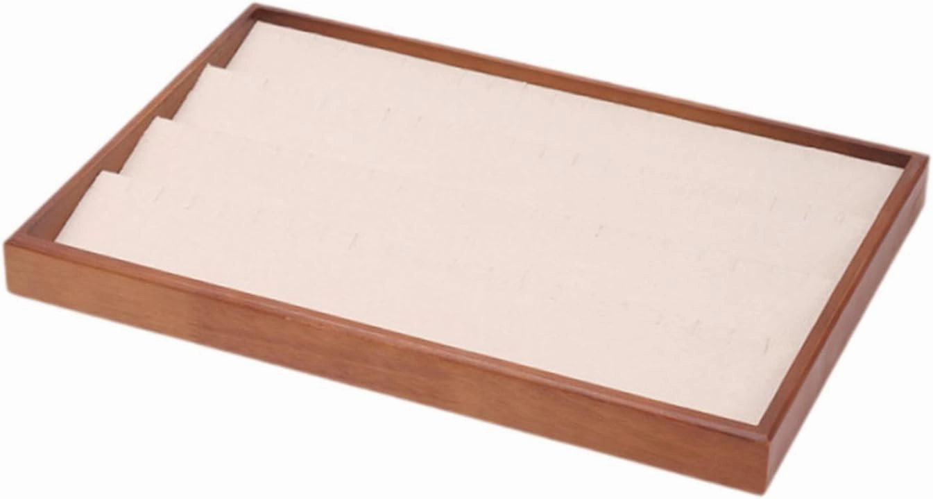 Jewelry Tray Jewelry Storage Case,Multifunctional Compartments Suede Velvet Jewelry Box for Bracelets Necklace Watches Store, Beige