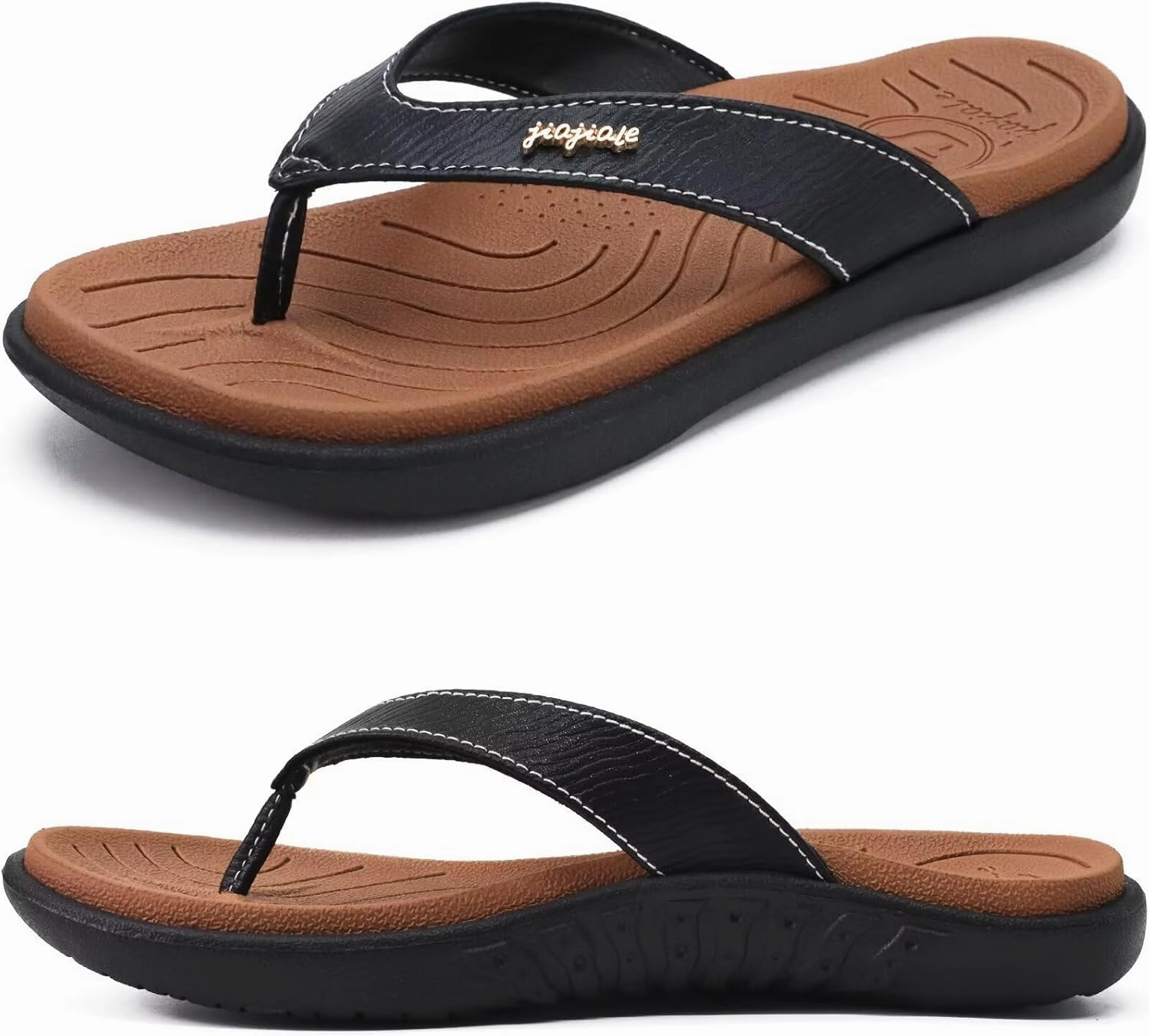 jiajiale Womens Fashion Orthotic Flip Flops Ladies Slip On Lightweight Comfortable Thick Cushion Yoga Mat Thong Sandals With Plantar Fasciitis Arch Support
