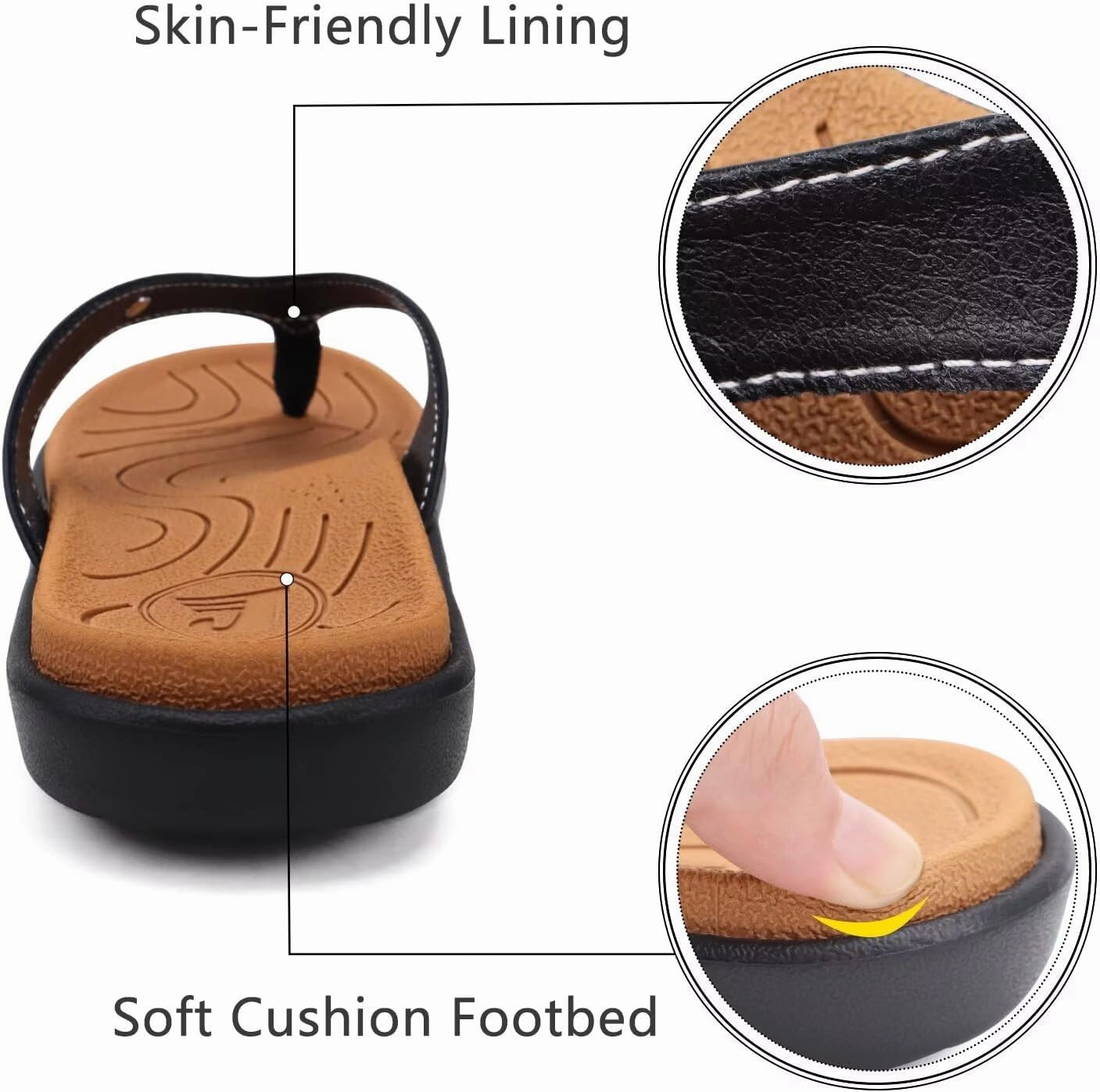 jiajiale Womens Fashion Orthotic Flip Flops Ladies Slip On Lightweight Comfortable Thick Cushion Yoga Mat Thong Sandals With Plantar Fasciitis Arch Support