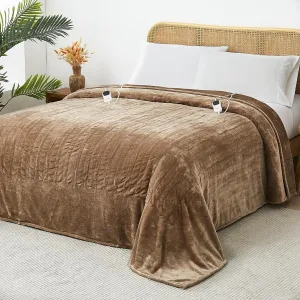 JKMAX Electric Heated Blanket - 10 Heating Levels, Auto Off, Ultra Soft Overheat Protection, Queen Size 84" x 90", Beige
