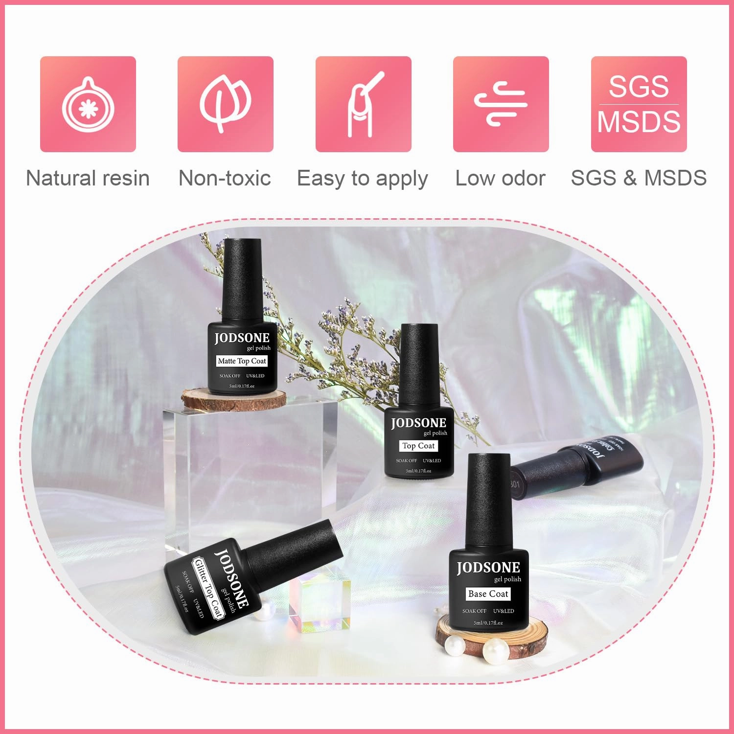JODSONE Gel Nail Polish Starter Set Ribbon Glitter Summer Light Winter Dark Glossy 36-Piece Multi-color Gel Nail Polish Set