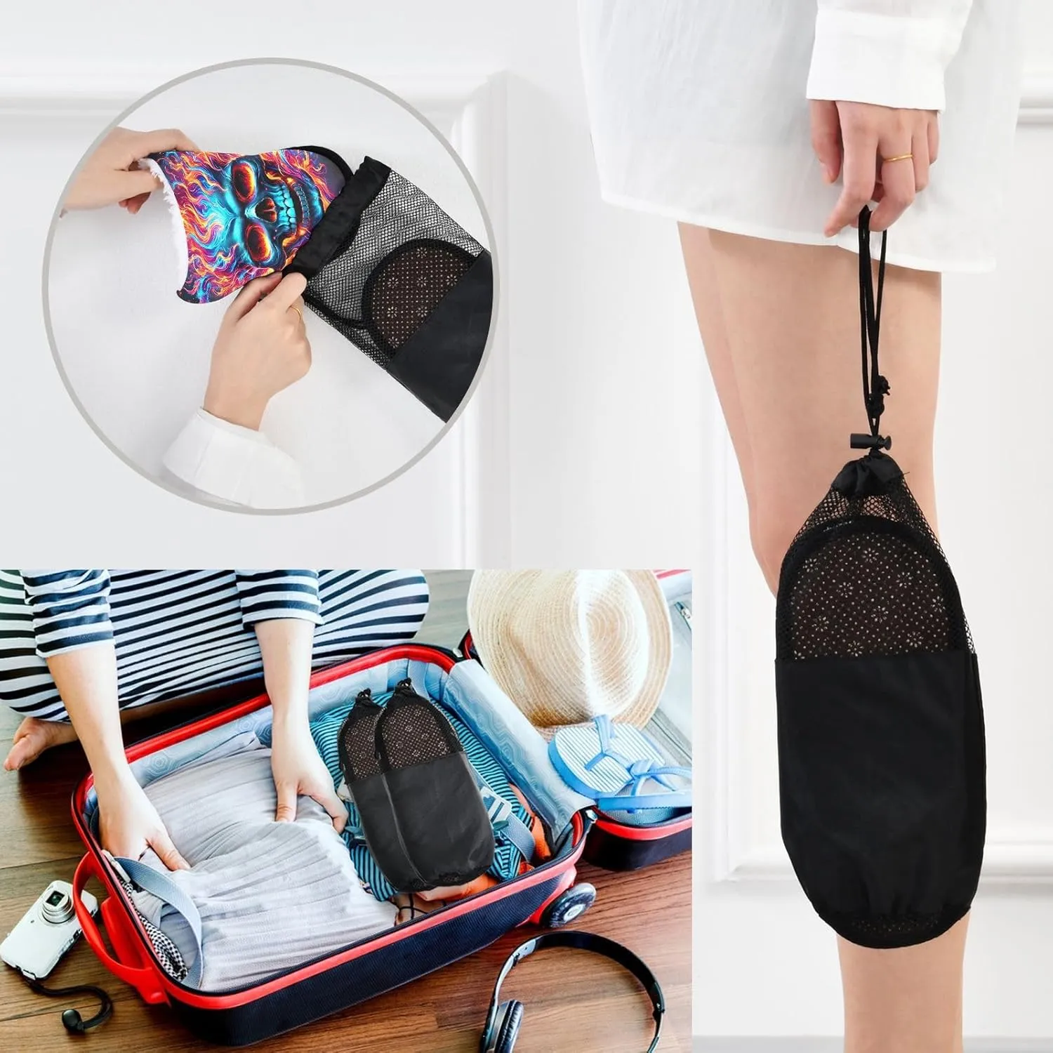 Joisal Tie Dye Dragonflies Portable Women’s Slippers, Womens House Shoes, Travel Slippers for Airplane 35-45