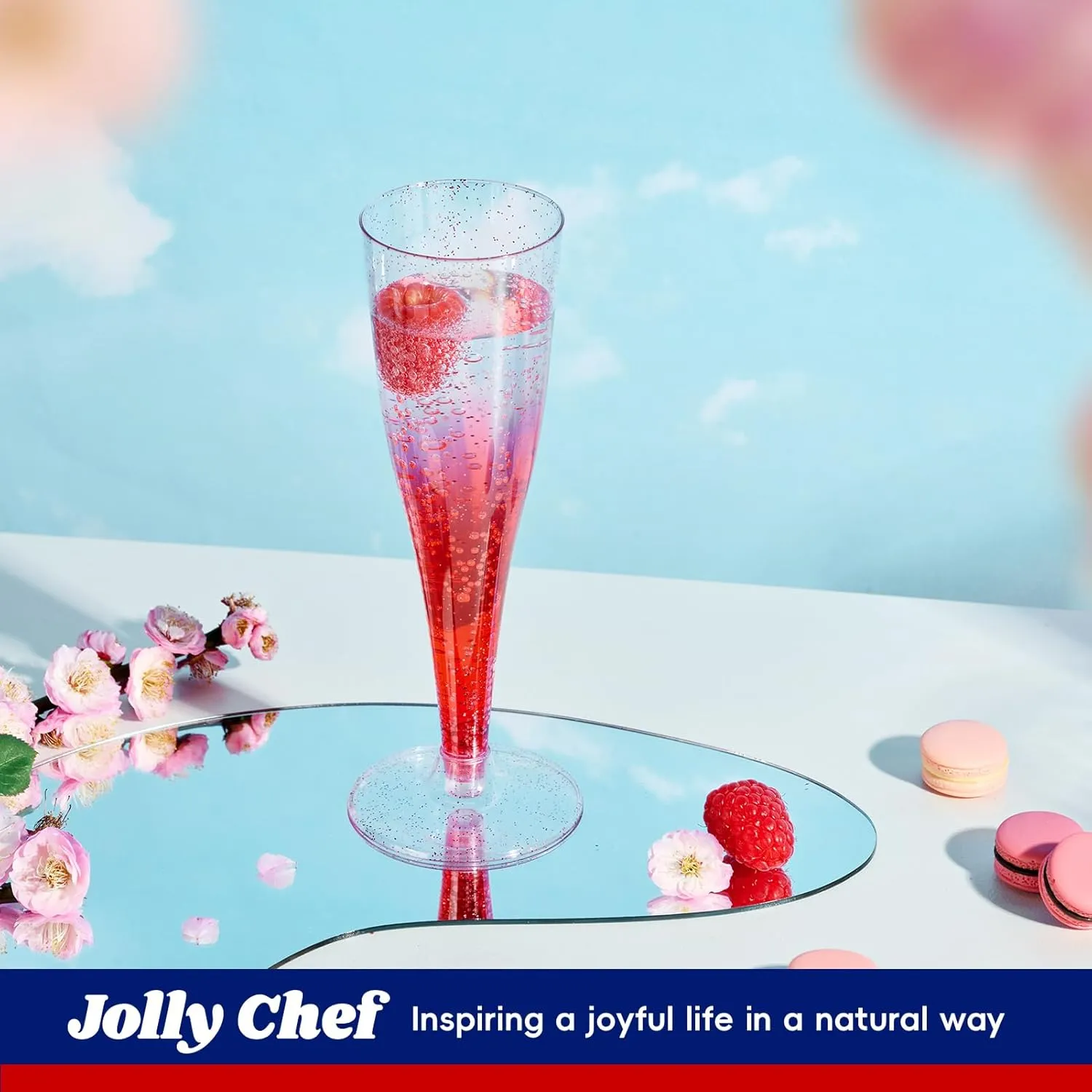 JOLLY CHEF 100 Pack Plastic Champagne Flutes Disposable 4.5 oz Purple Glitter Plastic Champagne Glasses Perfect for Wedding, Thanksgiving Day, Christmas