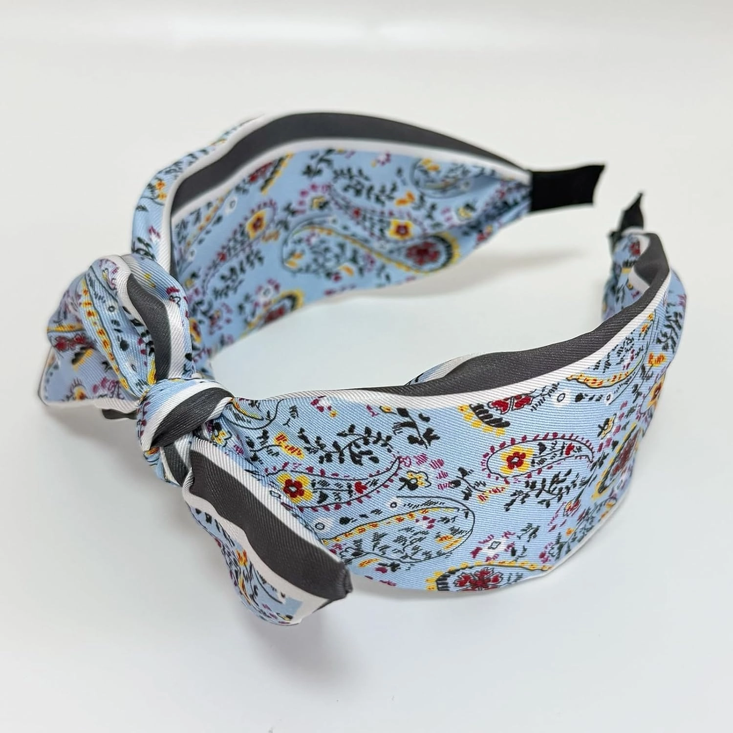 Jseng 4Packs Knotted Headbands for Women, Bow Headbands, Floral Bandana, Cute Rabbit Ear Hairbands Beige, Pink, Light Blue, Charcoal Grey
