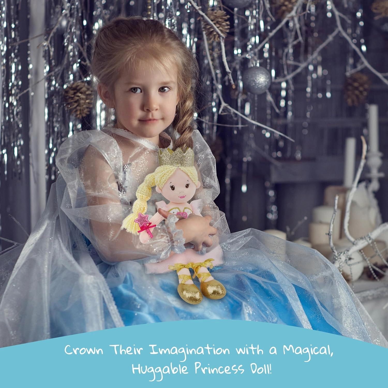 June Garden 12" Soft Baby Princess Doll Violet - Stuffed Cuddly Princess Plush Gifts for Toddler Girls - Violet Dress
