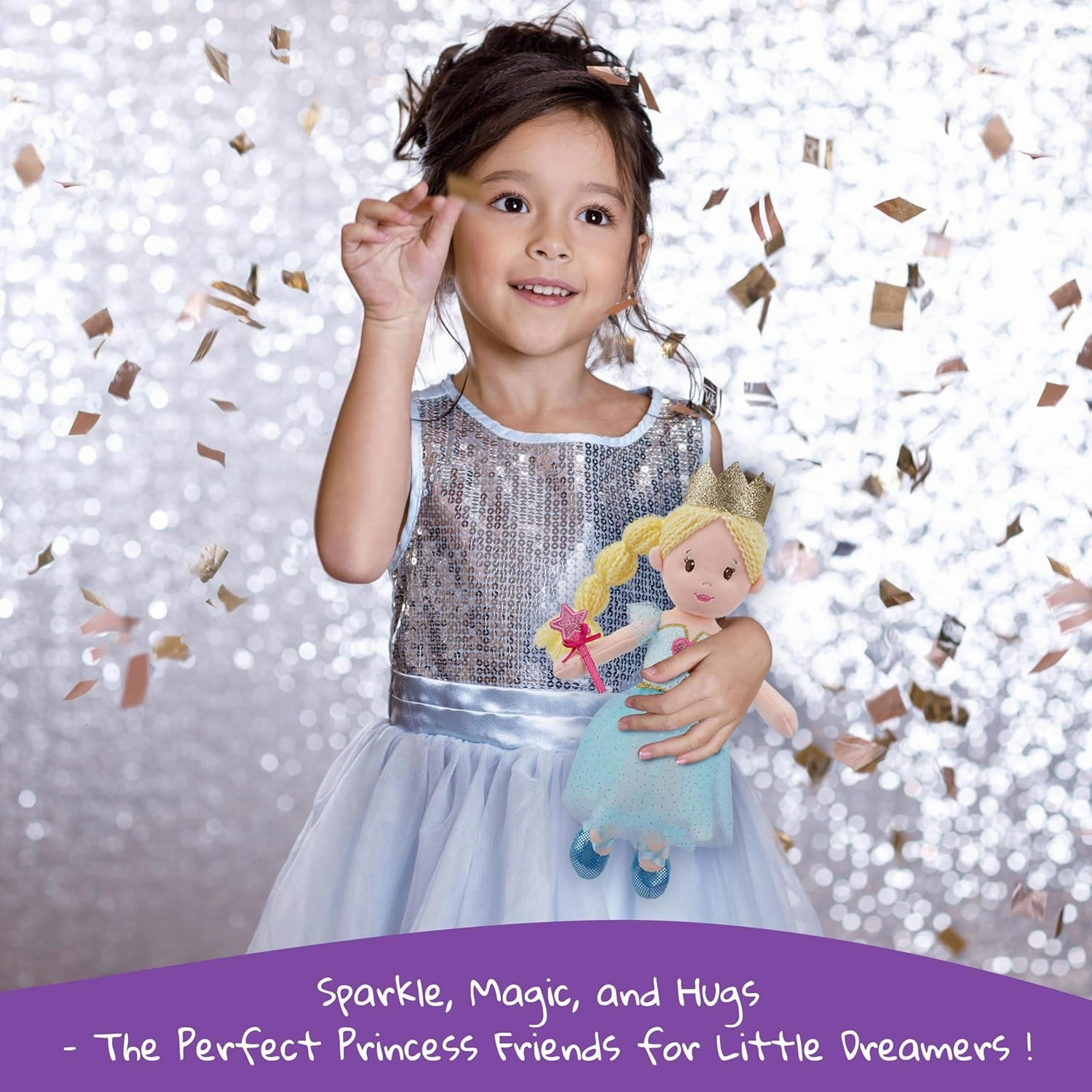 June Garden 12" Soft Baby Princess Doll Violet - Stuffed Cuddly Princess Plush Gifts for Toddler Girls - Violet Dress