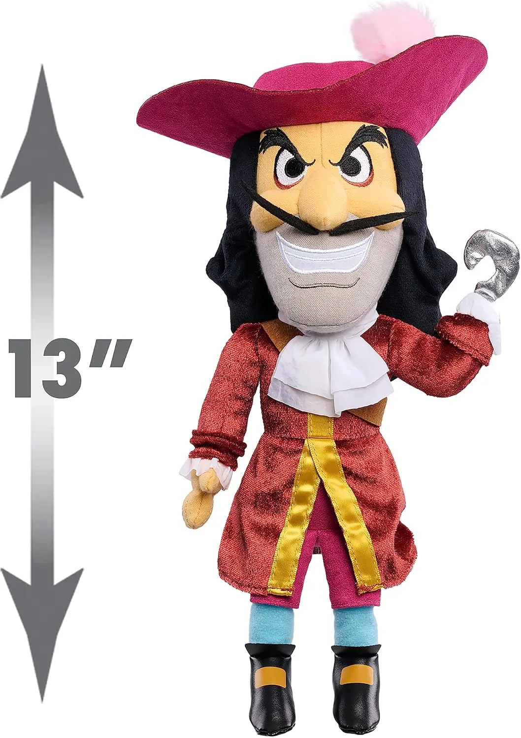 Just Play Disney Villains Collection: Captain Hook Plush, 13-inch Collectible Plush Doll, Kids Toys for Ages 3 Up, Amazon Exclusive