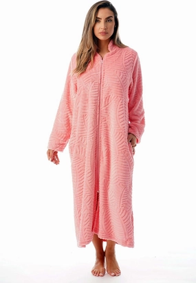 Just Love Plush Zipper Lounger Solid Robe