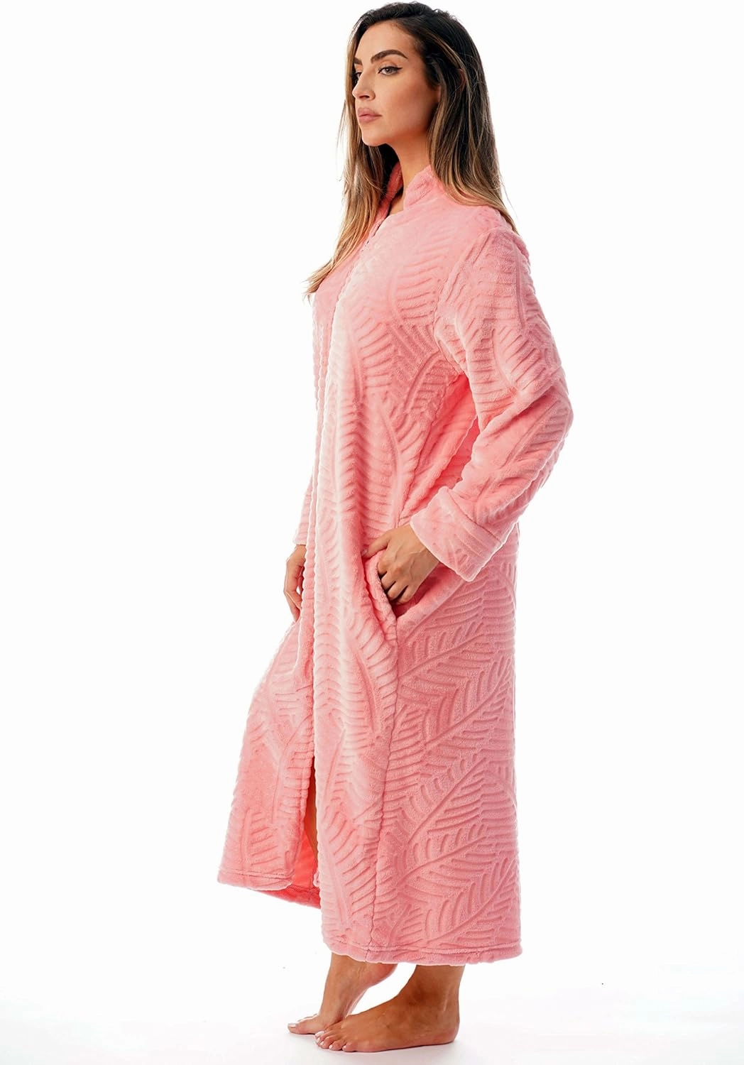 Just Love Plush Zipper Lounger Solid Robe