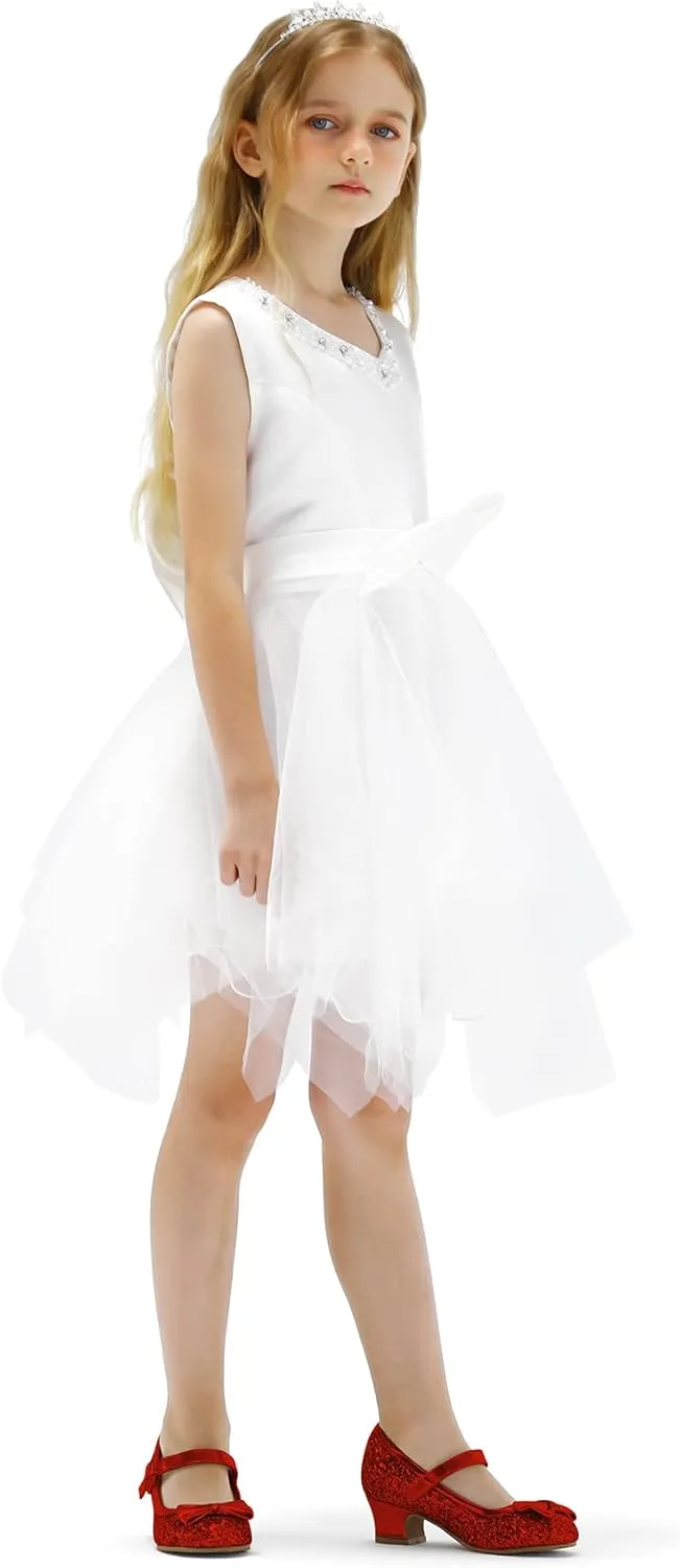 K KomForme Girl's Dress Shoes Mary Jane Glitter 1.5 in Low Heel Wedding Party Princess Shoes for Toddler/Little/Big Kids
