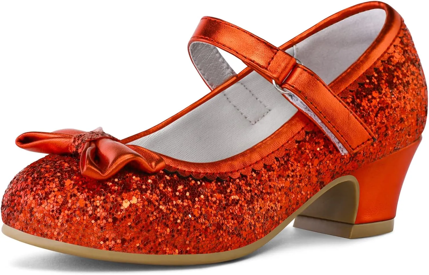 K KomForme Girl's Dress Shoes Mary Jane Glitter 1.5 in Low Heel Wedding Party Princess Shoes for Toddler/Little/Big Kids