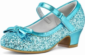 K KomForme Girl's Dress Shoes Mary Jane Glitter 1.5 in Low Heel Wedding Party Princess Shoes for Toddler/Little/Big Kids