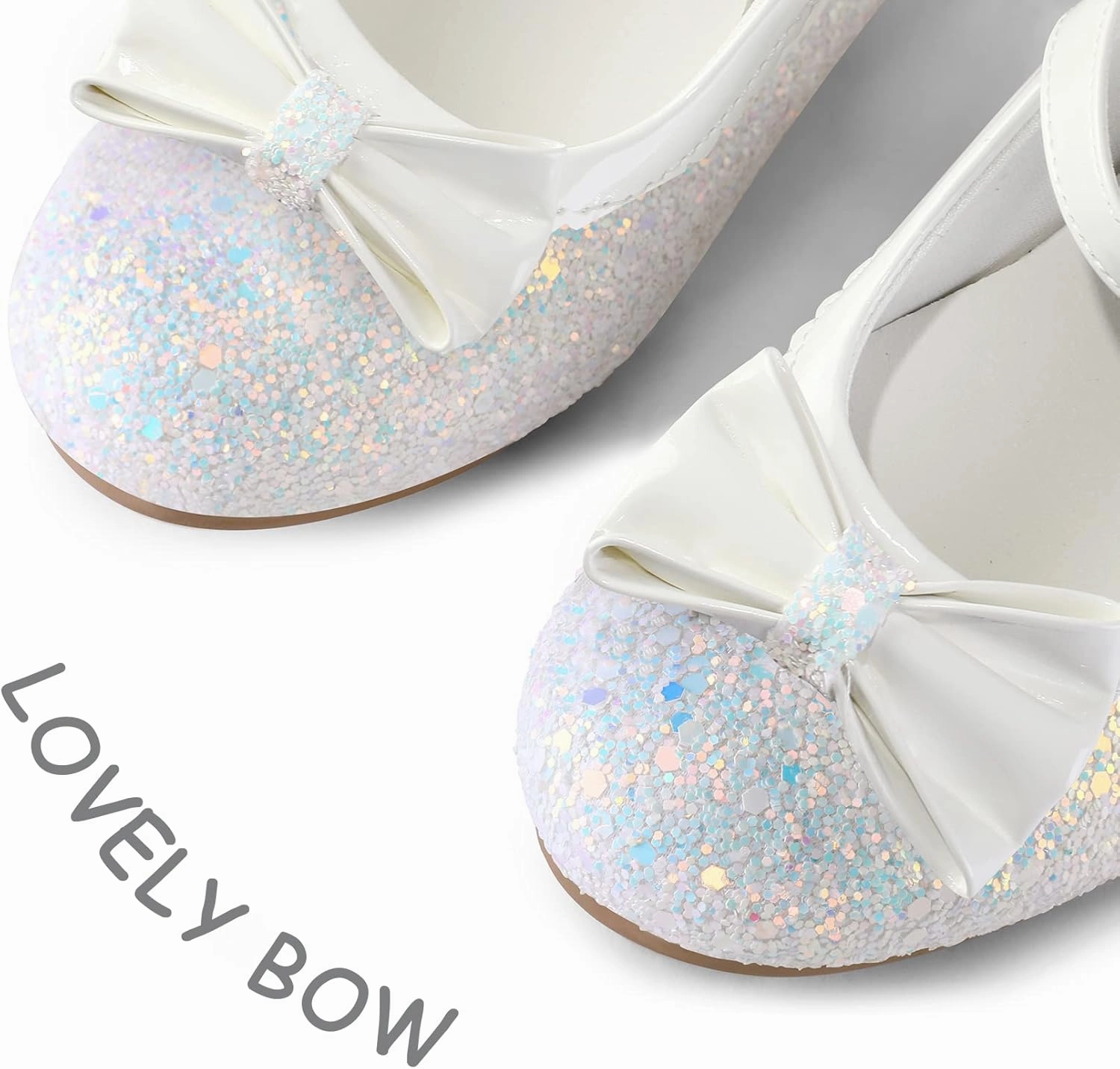K KomForme Girl's Dress Shoes Mary Jane Glitter 1.5 in Low Heel Wedding Party Princess Shoes for Toddler/Little/Big Kids