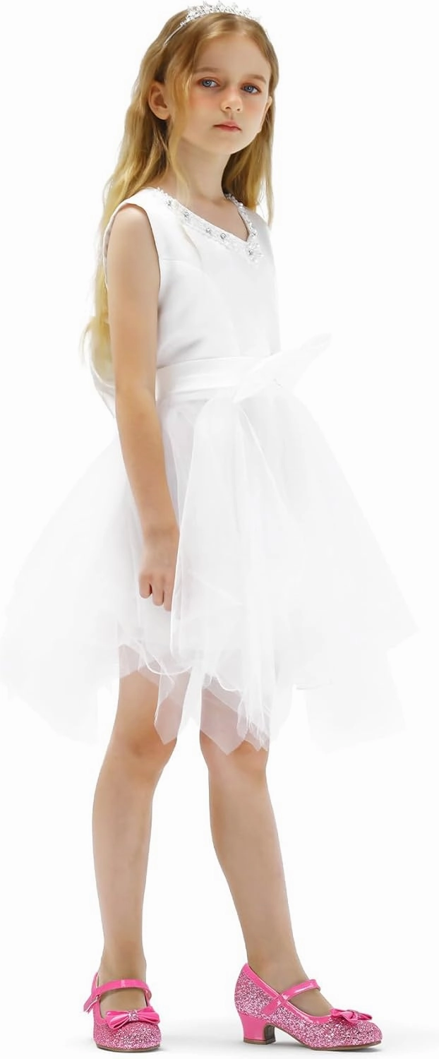 K KomForme Girl's Dress Shoes Mary Jane Glitter 1.5 in Low Heel Wedding Party Princess Shoes for Toddler/Little/Big Kids