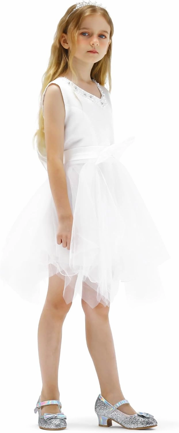K KomForme Girl's Dress Shoes Mary Jane Glitter 1.5 in Low Heel Wedding Party Princess Shoes for Toddler/Little/Big Kids