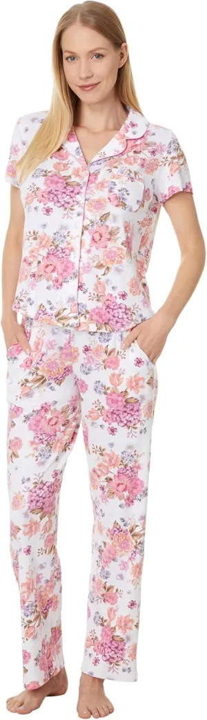 Karen Neuburger Women's Petite Coral Carnations Short Sleeve Nightshirt
