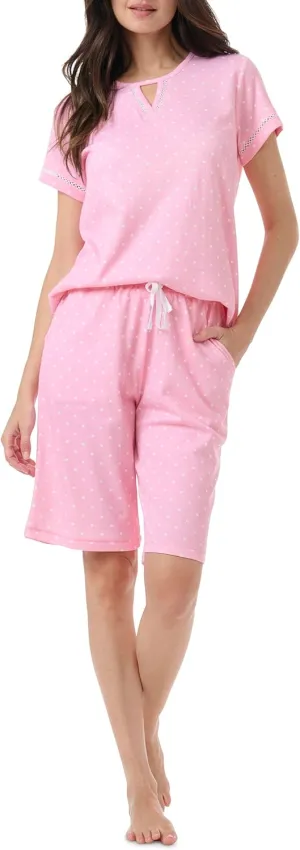 Karen Neuburger Womens Radiant Comfort 2pc Ss Bermuda Set | Stylish Plus-size Loungewear