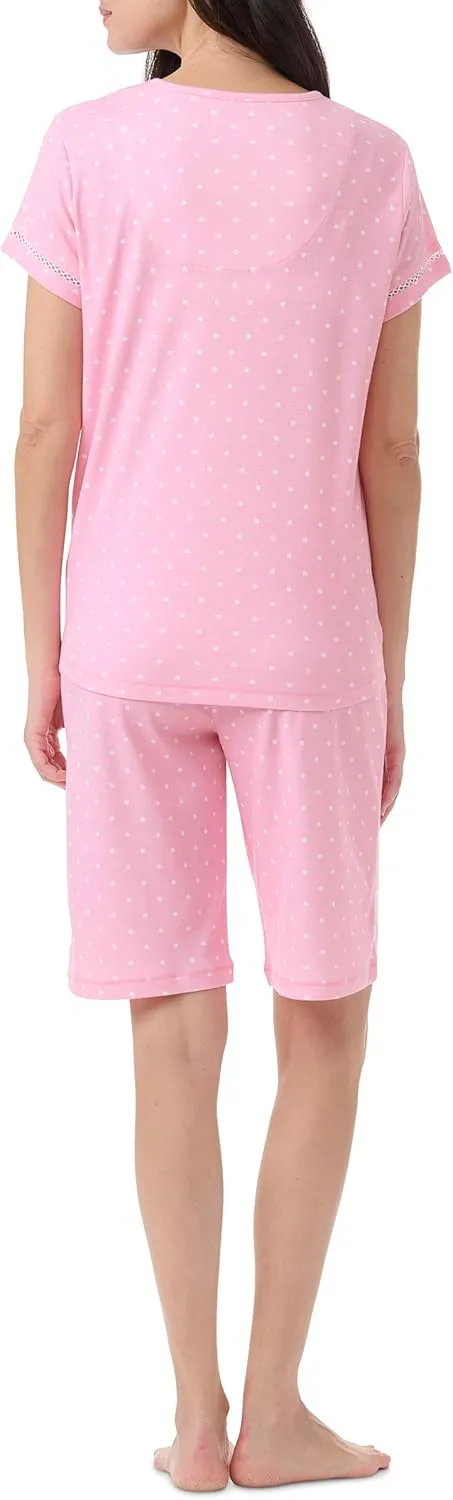Karen Neuburger Womens Radiant Comfort 2pc Ss Bermuda Set | Stylish Plus-size Loungewear