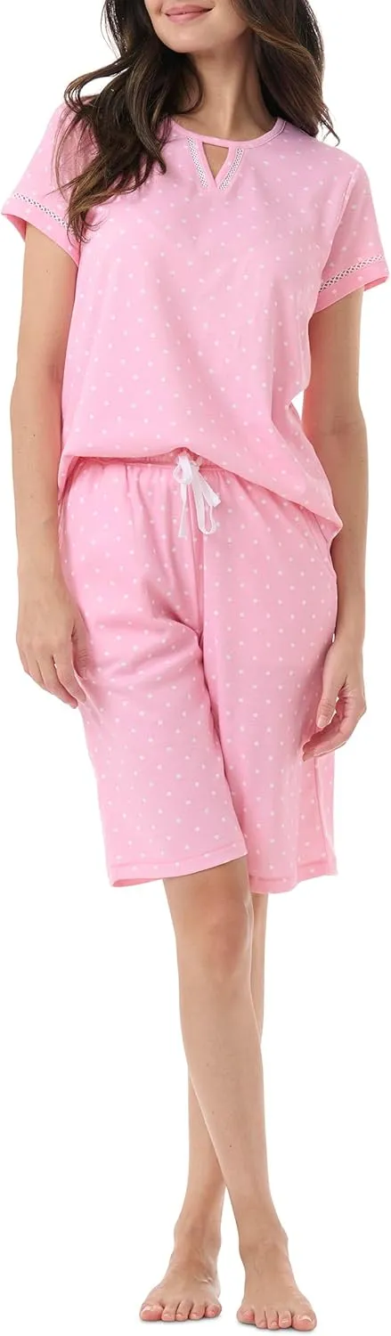 Karen Neuburger Womens Radiant Comfort 2pc Ss Bermuda Set | Stylish Plus-size Loungewear