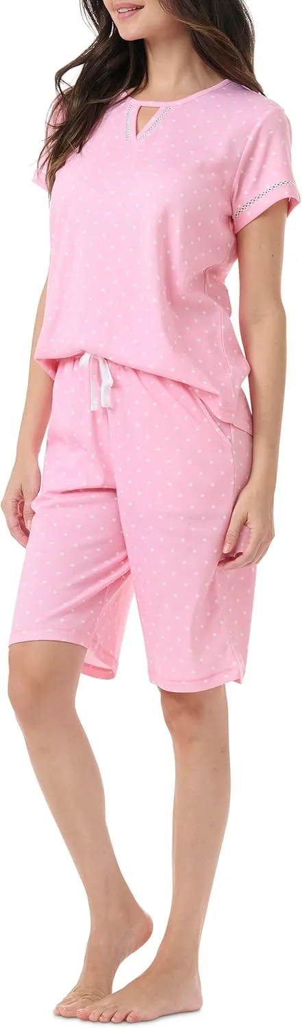 Karen Neuburger Womens Radiant Comfort 2pc Ss Bermuda Set | Stylish Plus-size Loungewear