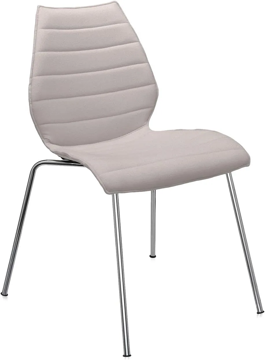 Kartell Maui Soft Chair by Tribute to Vico Magistretti, Pack of 2, Trevira Fabric Beige