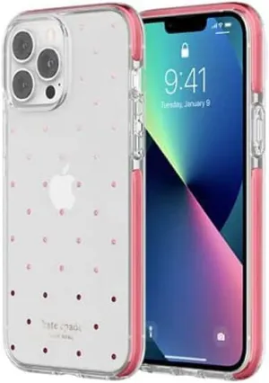 Kate Spade New York Defensive Hardshell Case for iPhone 13 Pro Max - Pin Dot Ombre Pink/Clear