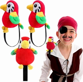 Kathfly 3 Pcs Stuffed Parrot on Shoulder Pirate Costume Accessory Parrot Stuffed Animal Toy Pirate Parrot Shoulder Prop Halloween Costumes for Boys Girls, 4.8 x 4 Inch