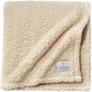 Kendra Scott Cozy Sherpa Throw Blanket Beige 50 x 70