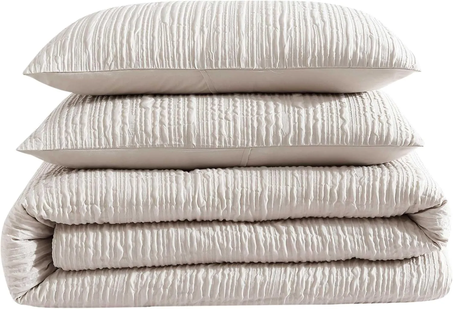Kenneth Cole - Queen Duvet Cover Set, Soft Bedding with Matching Shams, Embossed Modern Home Decor (Serenity Wavy Lines Beige, Queen)