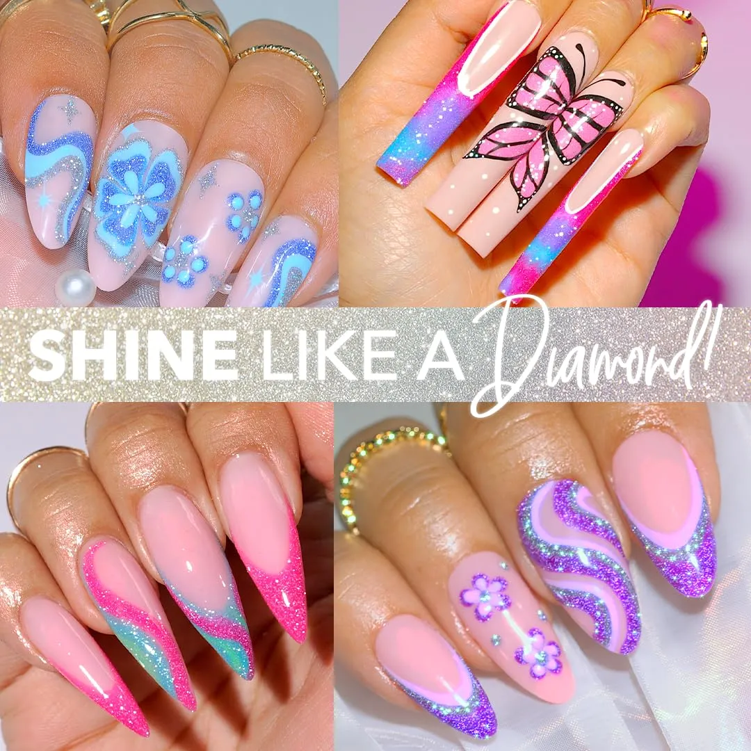 KIARA SKY Gel Polish DiamondFX Reflective Glitter Soak Off with Sparkle Diamond dust effect 0.5 fl oz, Bubblelicious (pink)