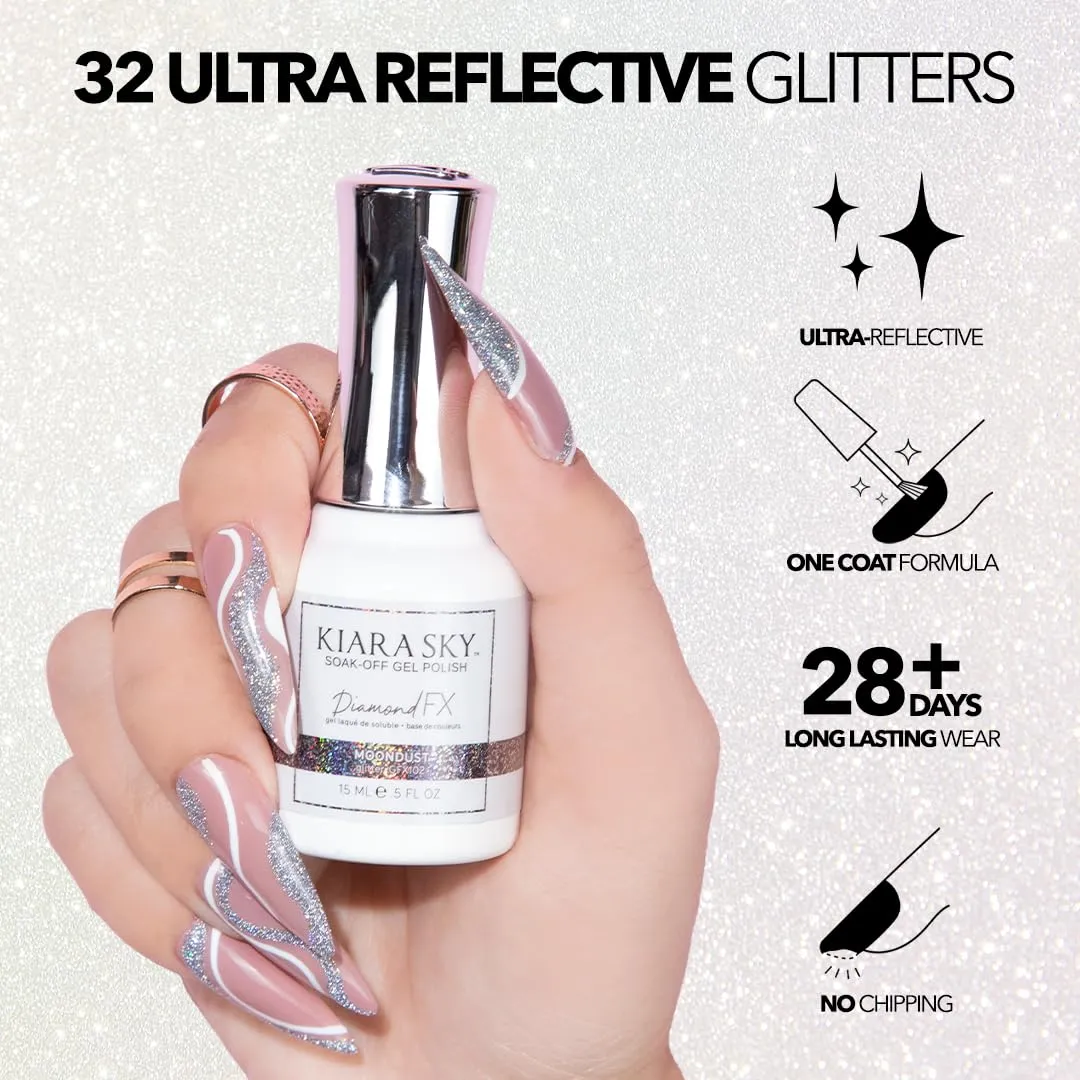 KIARA SKY Gel Polish DiamondFX Reflective Glitter Soak Off with Sparkle Diamond dust effect 0.5 fl oz, Bubblelicious (pink)