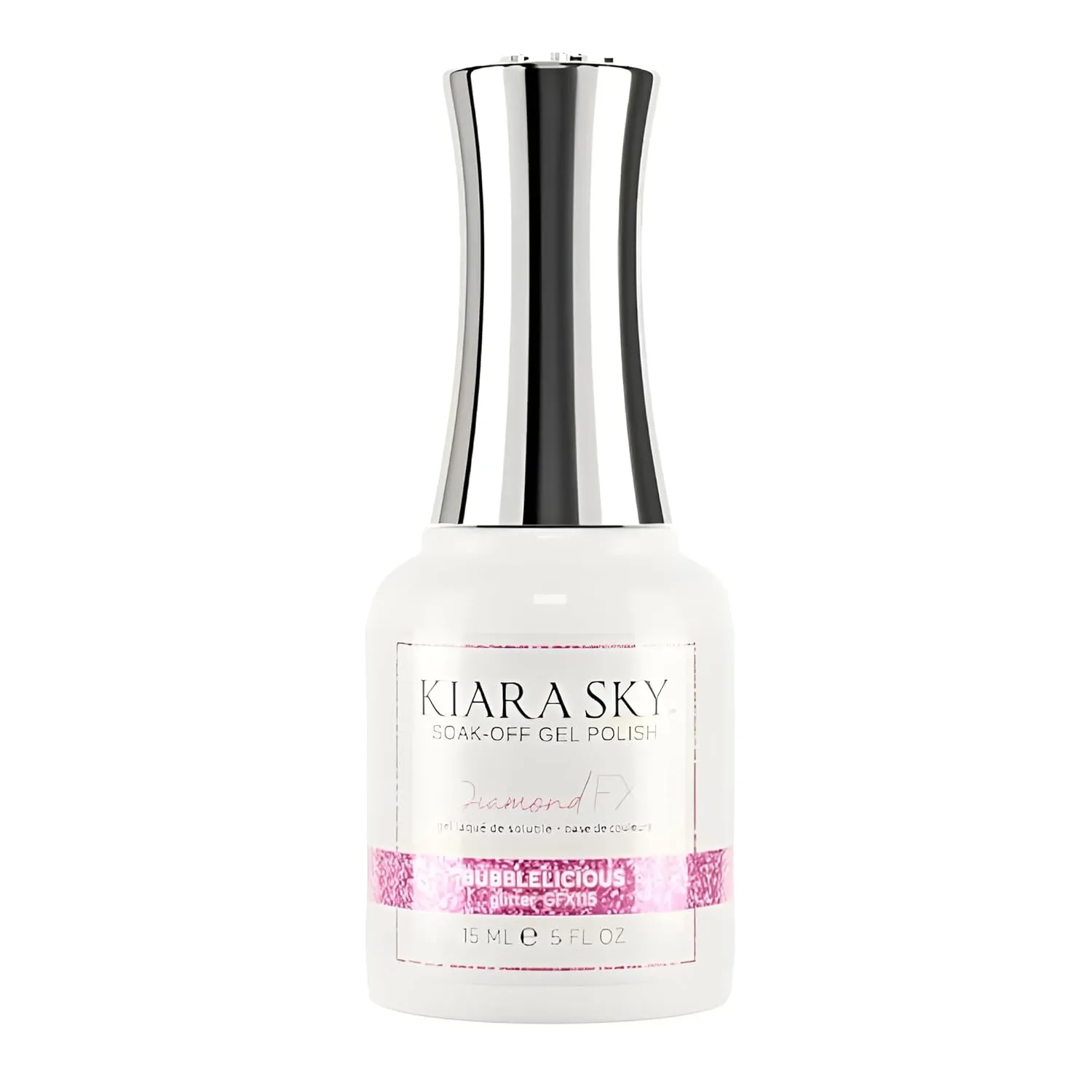 KIARA SKY Gel Polish DiamondFX Reflective Glitter Soak Off with Sparkle Diamond dust effect 0.5 fl oz, Bubblelicious (pink)