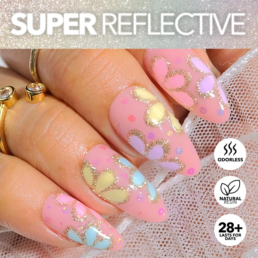 KIARA SKY Gel Polish DiamondFX Reflective Glitter Soak Off with Sparkle Diamond dust effect 0.5 fl oz, Bubblelicious (pink)