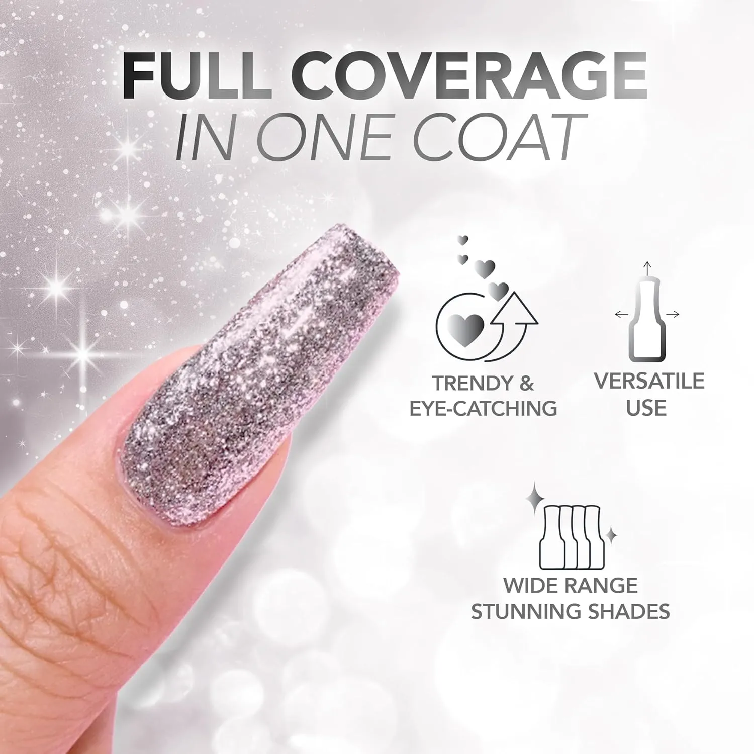 KIARA SKY Gel Polish PlatinumFX Reflective Glitter with sparkle foil effect 0.5 fl oz, Flower Power (baby pink sparkle)