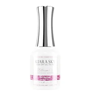 KIARA SKY Gel Polish PlatinumFX Reflective Glitter with sparkle foil effect 0.5 fl oz, Flower Power (baby pink sparkle)