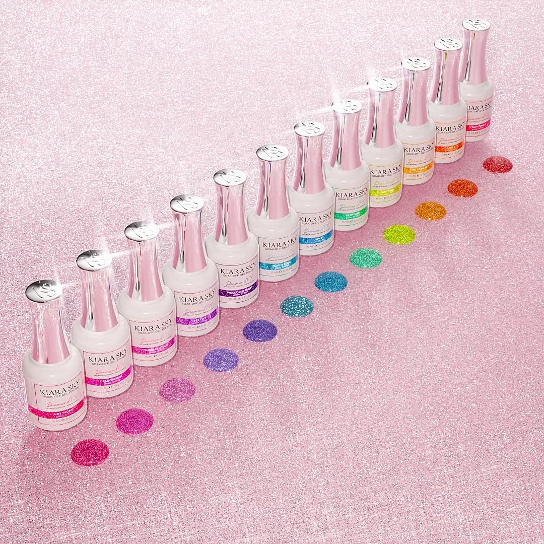 KIARA SKY Gel Polish DiamondFX Reflective Glitter Soak Off with Sparkle Diamond dust effect 0.5 fl oz, Hot Tropic (pink)