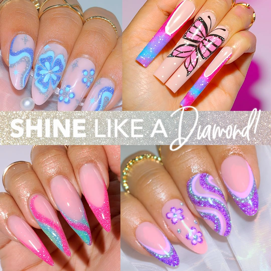 KIARA SKY Gel Polish DiamondFX Reflective Glitter Soak Off with Sparkle Diamond dust effect 0.5 fl oz, Hot Tropic (pink)