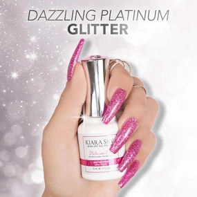 KIARA SKY Gel Polish PlatinumFX Reflective Glitter with sparkle foil effect 0.5 fl oz, Hotter Pink (hot pink)