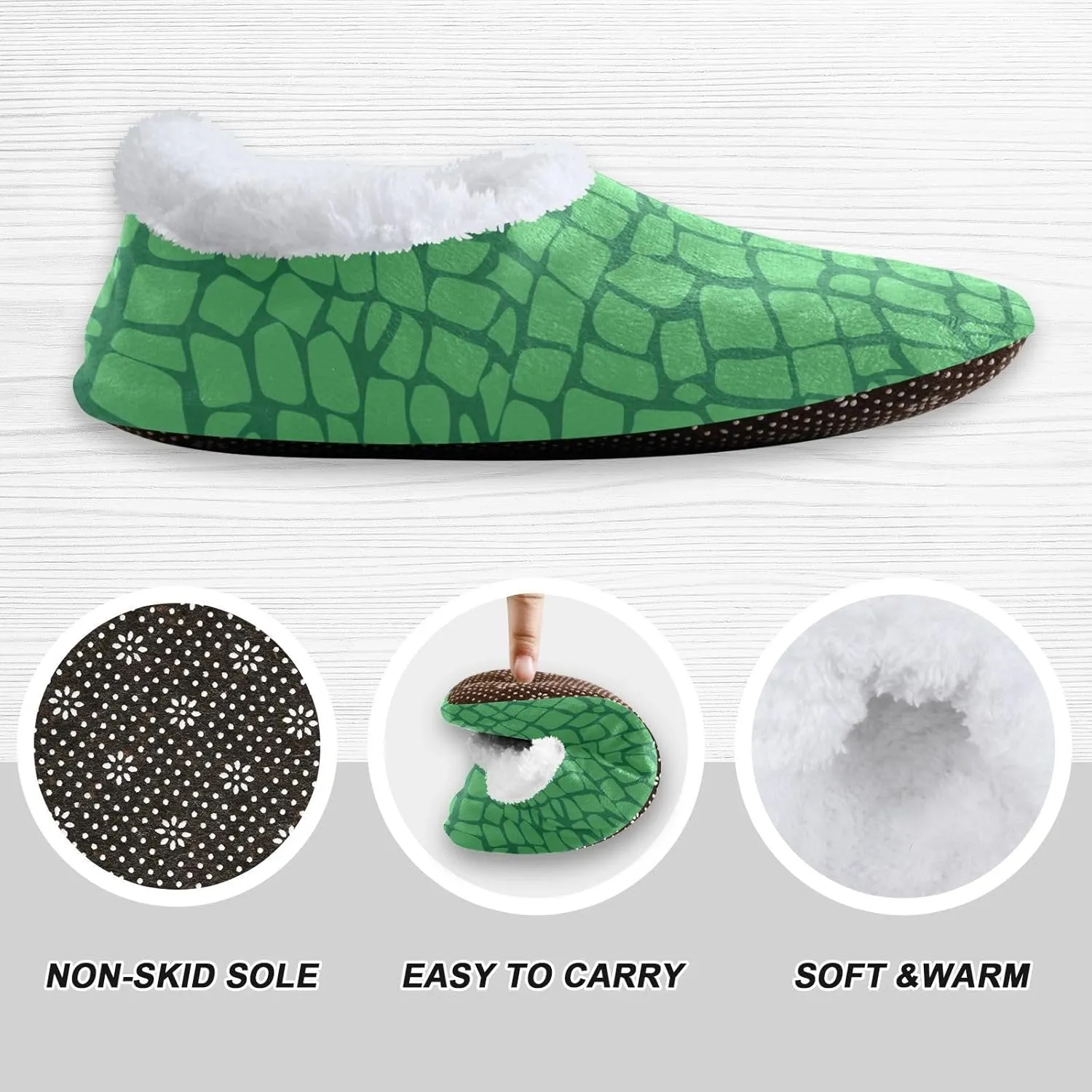 Kids Winter Slippers Crocodile Skin Texture Animal Warm Soft Non Slip House Slippers for Boys Girls Indoor